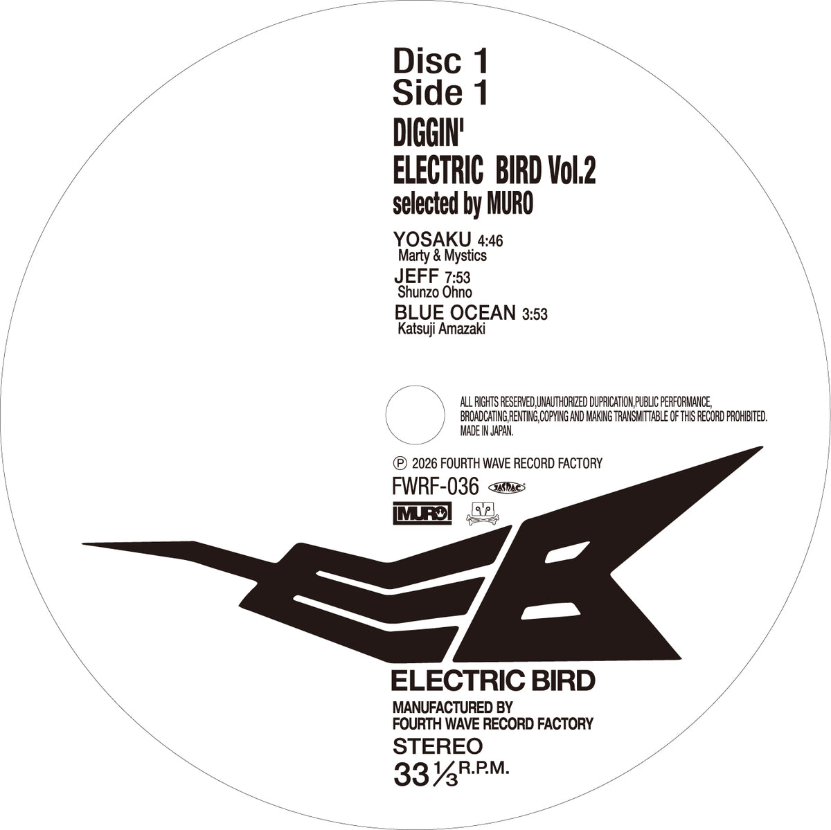11/20 Release【FWRF-036.37 】DIGGIN' ELECTRIC BIRD Selected by MURO Vol.2