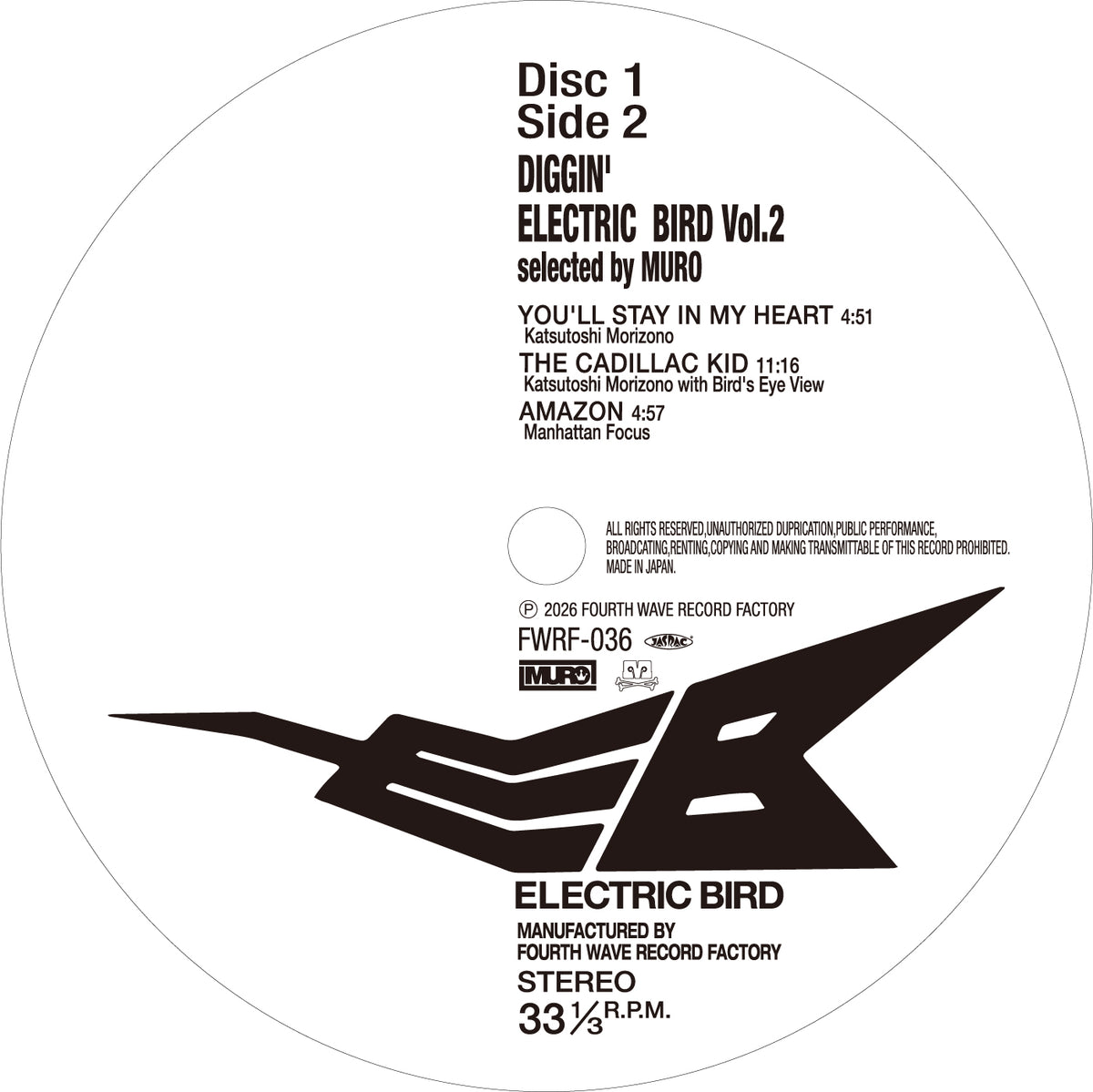 11/20 Release【FWRF-036.37 】DIGGIN' ELECTRIC BIRD Selected by MURO Vol.2
